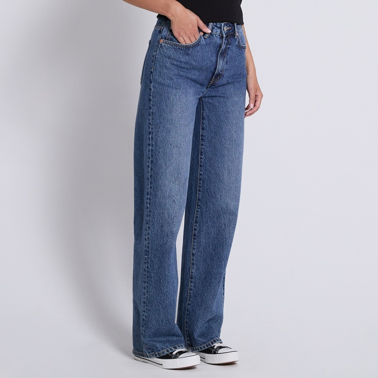 High waist wide jeans "Boulevard" Mid wash